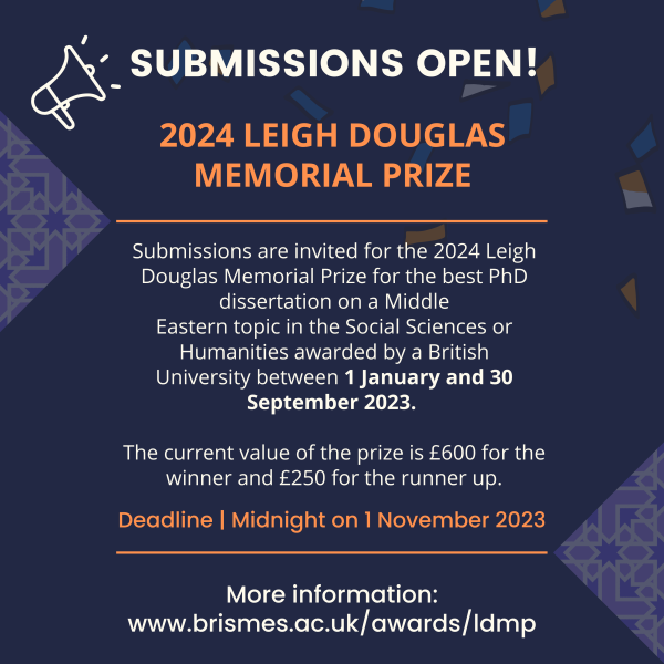 Submissions Open for 2024 Leigh Douglas Memorial Prize